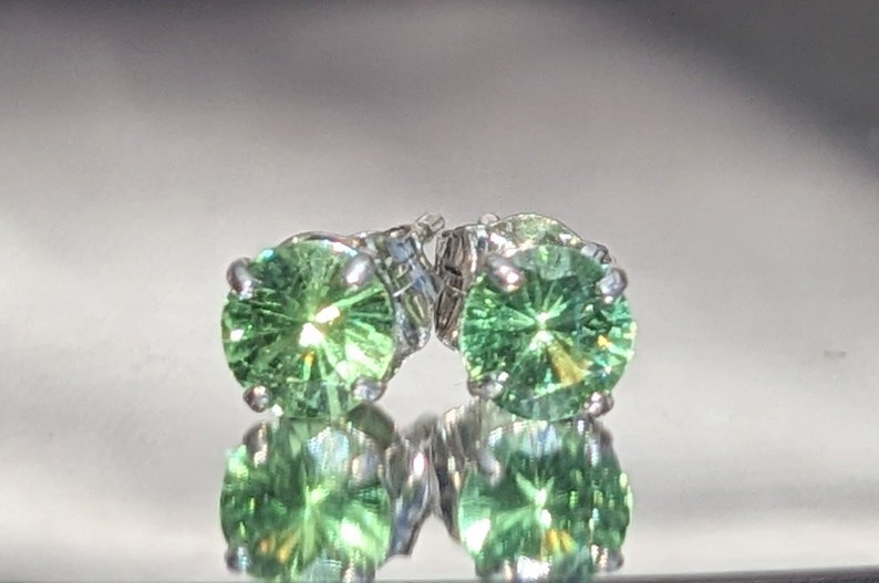 Genuine 4mm Green Tsavorite Garnet Stud Earrings Vibrant Natural Gemstone, January Birthstone, 14k Handmade Jewelry For Her Christmas Gift image 2