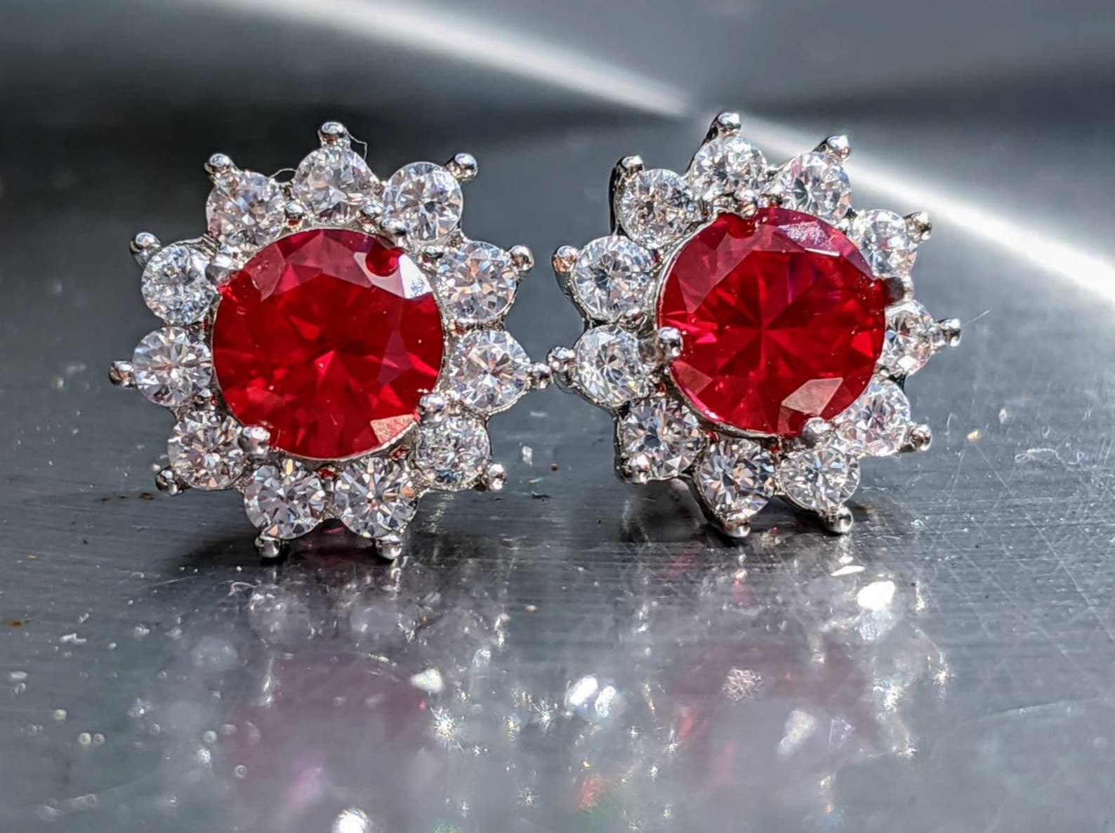 Real Ruby Earrings Pigeon Blood Red Stud Earrings 18k Gold Etsy