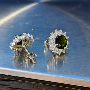 Natural Chrome Diopside Stud Earrings With Halo 7mm Round Cut Sparkling Chrome Diopside Studs For Her Birthday Valentines Gift Genuine Gem image 7