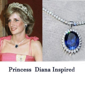 Royalty Replica Princess Diana Celebrity Inspired Real Blue Sapphire Bracelet With Halo 2.50ct Oval Cut Valentine Day Gift Lady Di Bracelet image 7