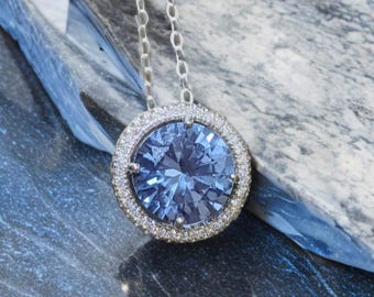 Real Blue Spinel Rings Real Sky Blue Spinel Ring High Paved Band 8mm Round Cut 2ct Silver ...