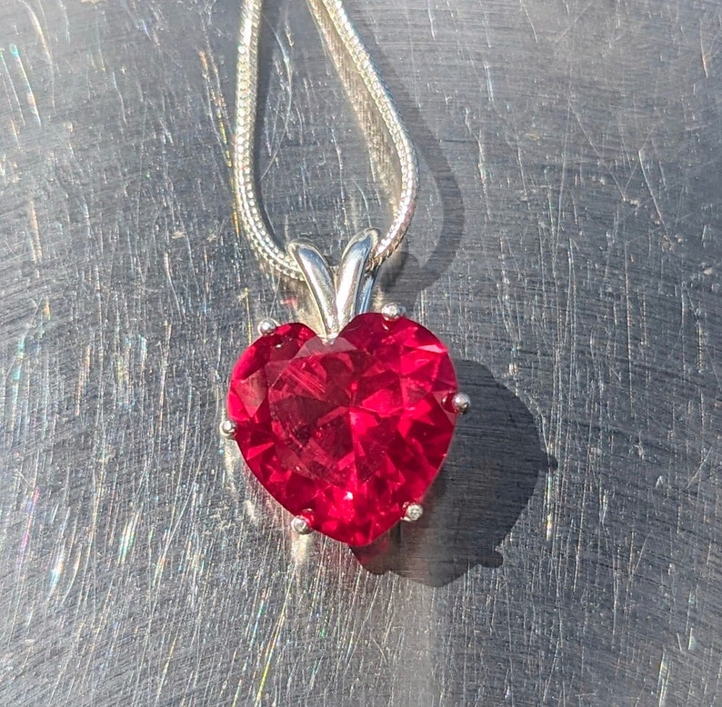 Crimson Heart Ruby Heart Solitaire Pendant 9.38ct Love Symbol Charm Bermuda Ruby Necklace Romantic Gift Part of the Black Collection image 2