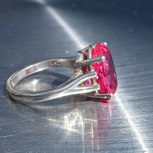 Real Bright Pink Sapphire Ring Size 6 Sapphire Ring Sterling or 14k Gold Oval Cut 10x12mm 5ct Pink Sapphire Womens Birthday Anniversary Gift imagem 7