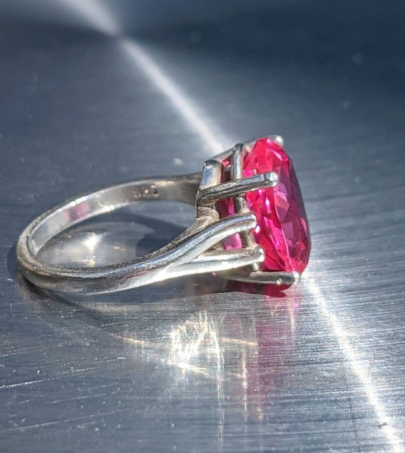Real Bright Pink Sapphire Ring Size 6 Sapphire Ring Sterling or 14k Gold Oval Cut 10x12mm 5ct Pink Sapphire Womens Birthday Anniversary Gift zdjęcie 7