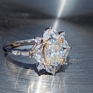 Enchanting Certified Moissanite Engagement Ring with Floral Halo Radiate Eternal Love with Flawless 2.55ctw Brilliance Moissanite Diamond image 7