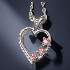 Genuine Padparadscha Sapphire Heart Chain Pendant, Peachy Padparadscha Heart Necklace, 14k Romantic Jewelry, Elegant Necklace, Necklace