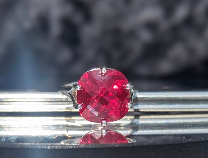 Scarlet Majesty Ring Bermuda Ruby Cushion Cut Checkerboard Ring Bold Elegance Heirloom Quality Ruby Gemstone Statement Fashion Ring Lux image 6