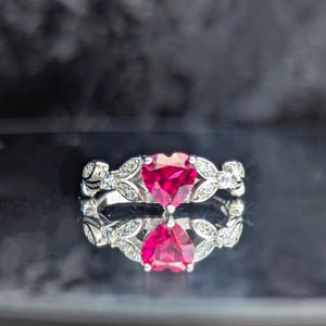 Heart Beat Ruby Ring Bermuda Ruby Statement Ring Pigeon Blood Ruby Heartache Healing Jewelry Self Love Promise Ring image 5