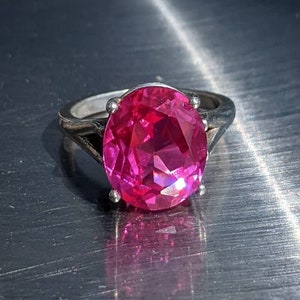 Anillo de zafiro rosa brillante real Tamaño 6 Anillo de zafiro esterlina o oro de 14 k Corte ovalado 10x12 mm 5 ct Zafiro rosa Regalo de aniversario de cumpleaños para mujer imagen 4