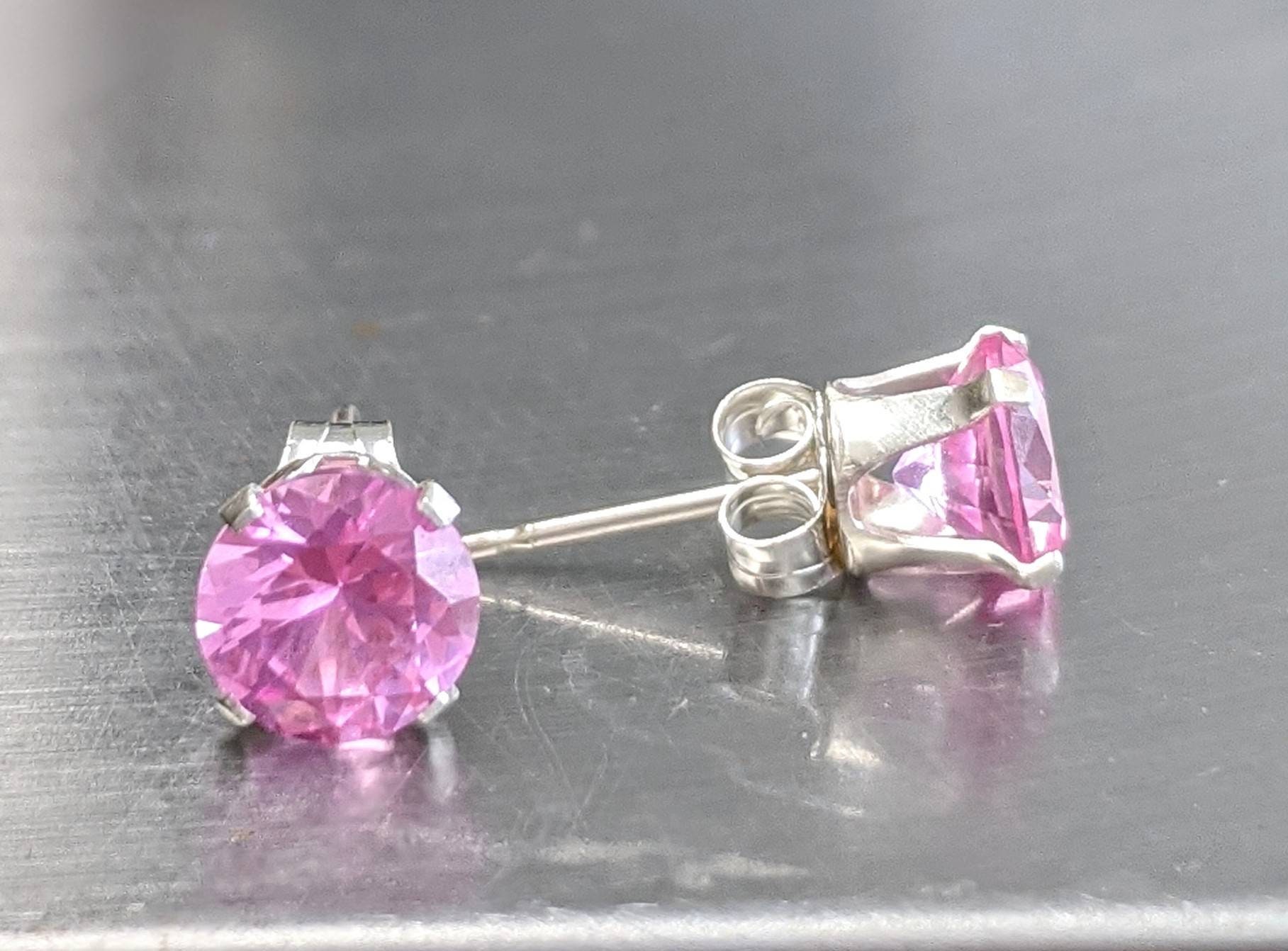 Real Pink Sapphire Stud Earrings Pink Sapphire Earrings 6mm Etsy India