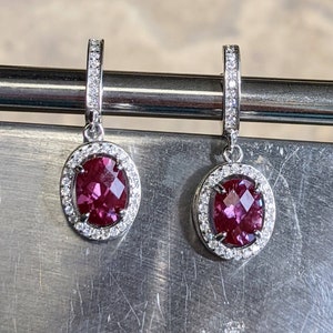 Real Color Changing Alexandrite Lever Back Earrings Russian Pulled True Color Change Alexandrite Oval Checkerboard Cut Earrings with halo zdjęcie 7
