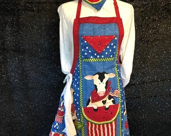 Patriotic Farm Animals Apron set
