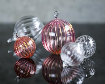 24k Gold Hand Blown Borosilicate Glass Ornament | Clear & 24k Gold Baubles