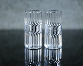 Swirled Cocktail Glass | Individual, Set of Two or Four | Hand Blown Glass Barware