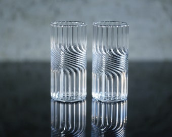 Swirled Cocktail Glass | Individual, Set of Two or Four | Hand Blown Glass Barware