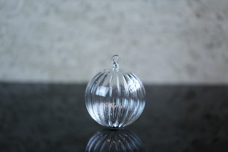 Hand Blown Glass Ornament Clear Borosilicate Glass Bauble 3.5 Diameter Standard Ornament Size image 3