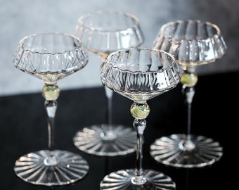 Venetian Coupe Glass | Hand Blown Glasses by Dickinson Glass | Toasting Glasses, Newlywed or Anniversary Gift