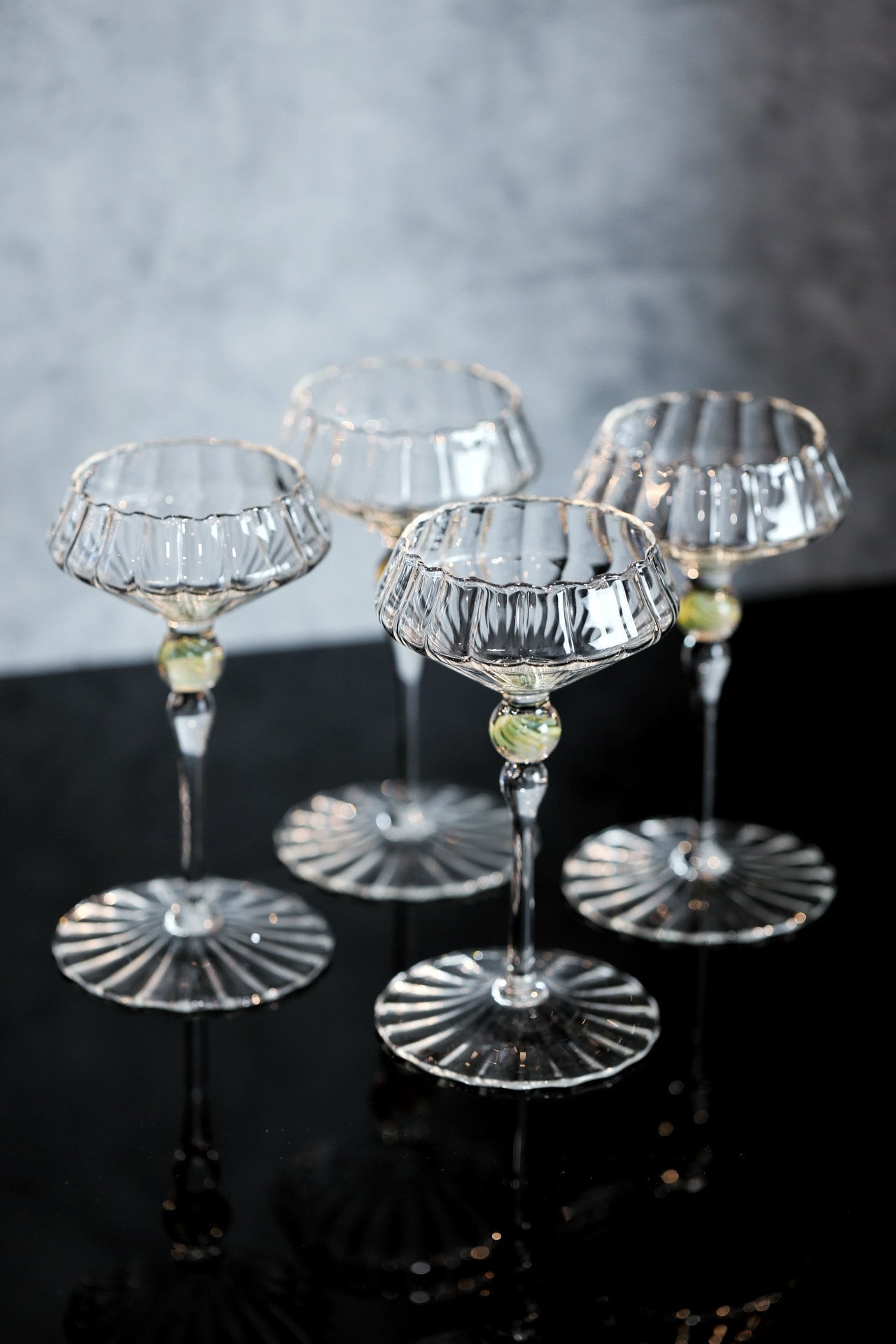 Venetian Coupe Glass | Hand Blown Glasses by Dickinson Glass | Toasting Glasses, Newlywed or Anniversary Gift