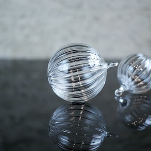 Hand Blown Glass Ornament Clear Borosilicate Glass Bauble 3.5 Diameter Standard Ornament Size image 2