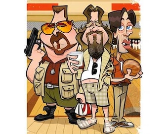 Let's Go Bowling (Pop Art) Lebowski T-Shirt comedy caricature Shirt Tee