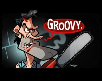 Groovy (Pop Art) Evil Dead T-Shirt Necronomicon Shirt horror comedy Tee