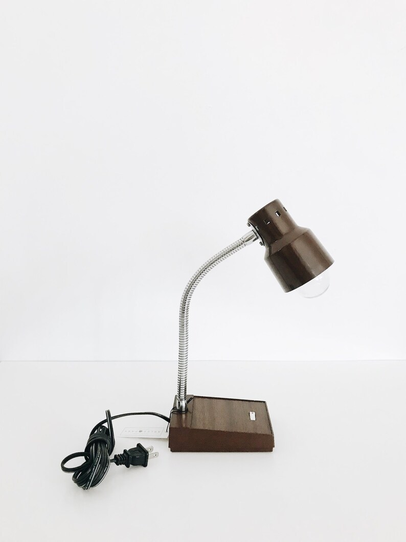 Vintage Brown And Silver Desk Lamp