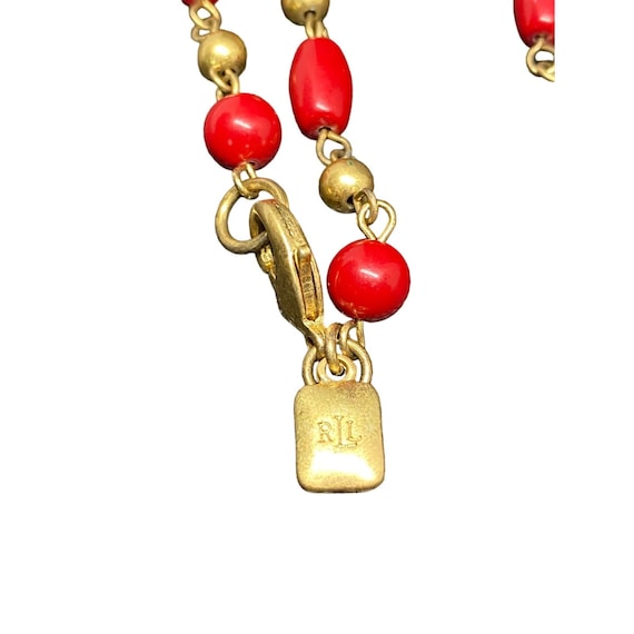 Vintage Rare Ralph Lauren Red Bead Necklace with … - image 7
