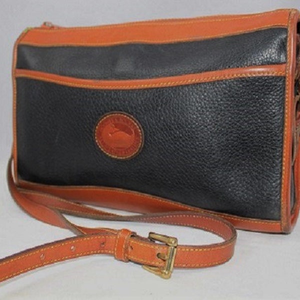 Vintage Dooney and Bourke Black Crossbody Messenger Handbag, Designer Bag, Equestrian Purse