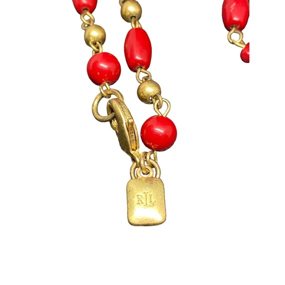 Vintage Rare Ralph Lauren Red Bead Necklace with … - image 6