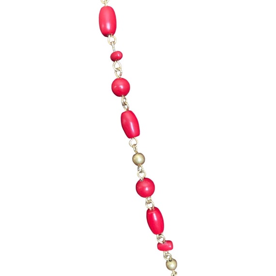 Vintage Rare Ralph Lauren Red Bead Necklace with … - image 3