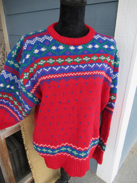 Vintage 1990s Colourful Knit Sweater, Christmas Sw