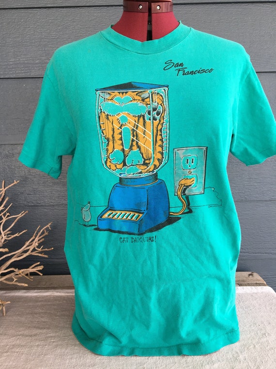 Vintage 1986 Cat Daiquiri Graphic T Shirt, San Fra