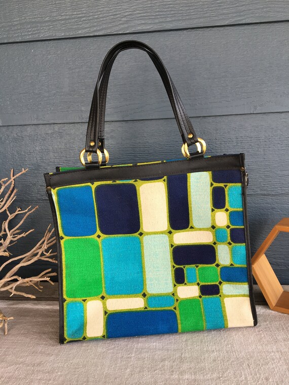 geometric print handbag