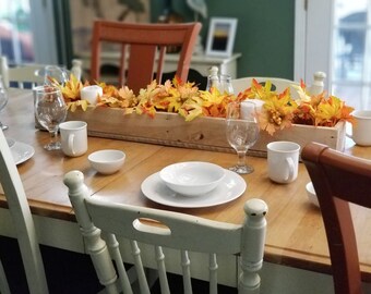 Long Wood Box For Table, Centerpiece, Rustic Box, Fall Decor, Wedding Centerpiece Box, Farm Table