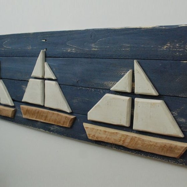 Wood Sailboats Wall Art, Nautical Beach Art Decor Sign Boat Picture, Sailboat, Nautical Sign, Sailboat Picture