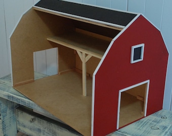 Red Toy Barn with Hay Loft, Pretend Farm, Play House, Boy Gift, Farm Play, Horse Tractor Barn, Kids Barn