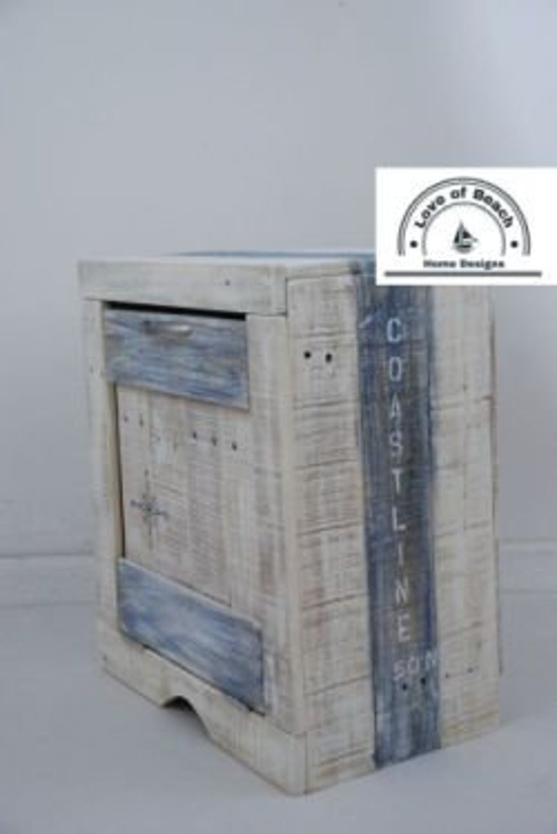 Trash Bin Bath Decor Nautical Beach Rustic Tilt Out Bathroom Trash Cabinet