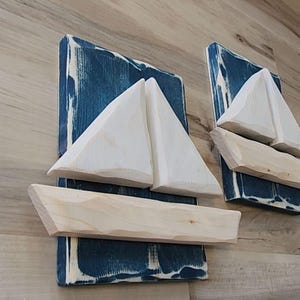 Wood Sailboat Wall Art Nautical Beach Decor Boat Picture Sailboatd Coastal Living