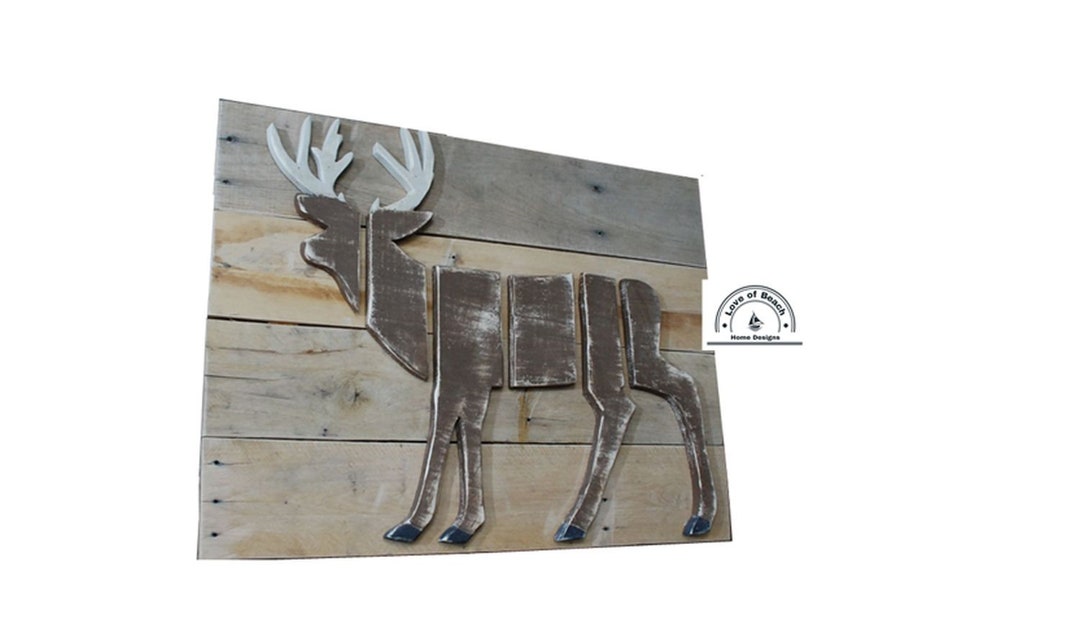 Rustic Wood Buck Deer Picture Wall Art Wildlife Decor Deer Picture Wood ...