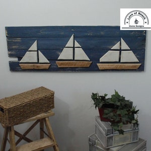 Wood Sailboats Wall Art, Nautical Beach Art Decor Sign Boat Picture, Sailboat, Nautical Sign, Sailboat Picture image 2