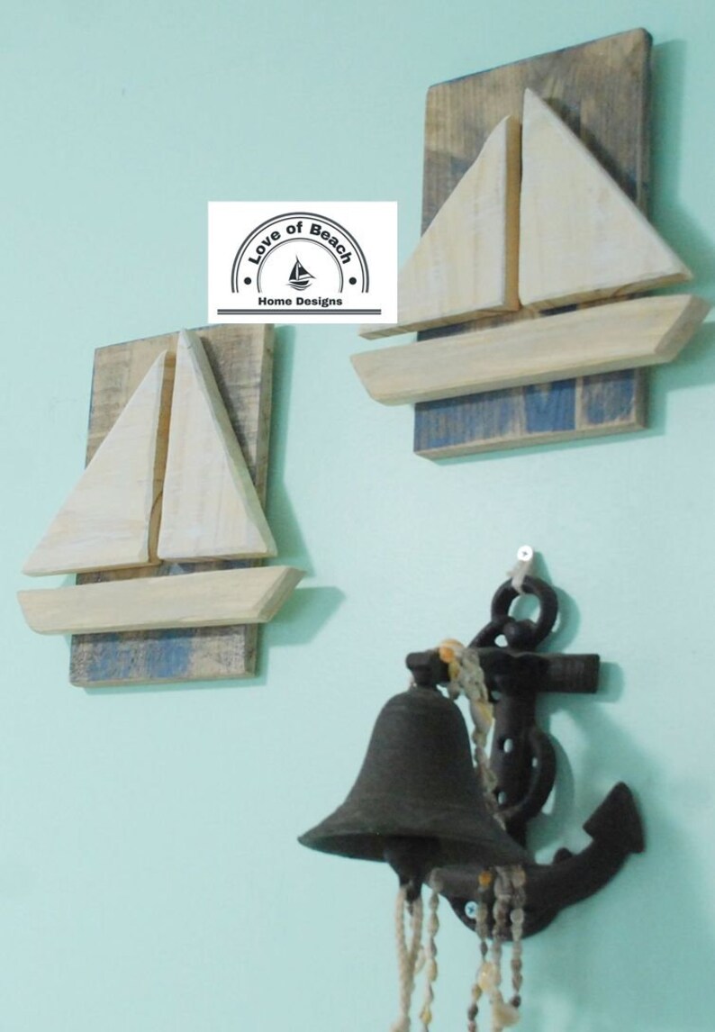 Wood Sailboat Wall Art Nautical Beach Decor Boat Picture Etsy