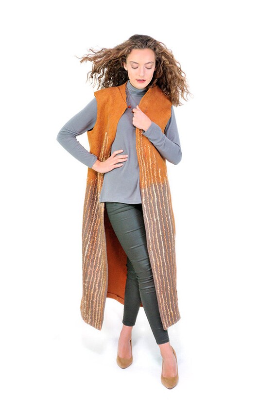 Felted coat without sleeves Chaleco largo sin mangas Etsy