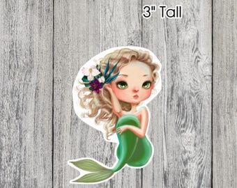 Mermaid Girl Die-Cut (3 inches tall, thick matte cardstock)