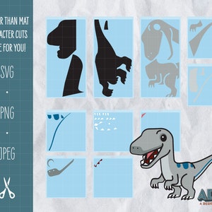 Maior que o tapete 30" Recorte de cartolina Velociraptor PNG e SVG / Ótimo para iniciantes em Cricut