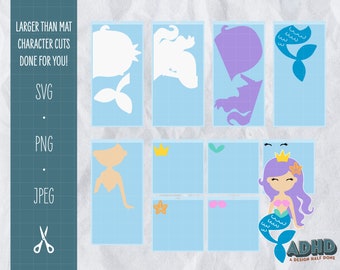 Larger than Mat / Off the Mat 30" Mermaid Cardstock Cutout SVG & PNG Great for Cricut Beginners