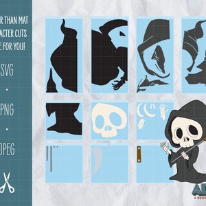 Larger than Mat 30" Halloween Cute Grim Reaper Waving Cutout SVG Digital File No Hassle Setup for Cricut