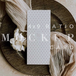 Boho Wedding Menu Mockup, 4x9, Pobieranie cyfrowe, Makieta zaproszenia, Makieta papeterii, Makieta zaproszenia, Zdjęcie stockowe, Obiekt inteligentny 019