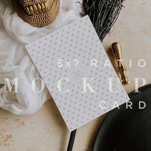 Halloween Uitnodiging Mockup, Spooky Mock Up, Fall Digital Download, 5x7, Portret, Briefpapier Flat Lay Card, Smart Object 020