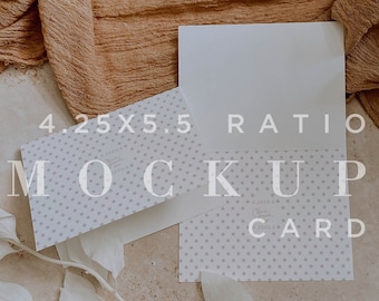 Neutral A2 Klappkarte Mockup, Hochzeitspapeterie (Digitaler Download)