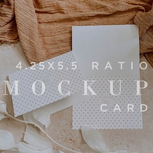 Neutral Folded A2 Thank You Card Mockup, Card Mock Up, Wedding Stationery, Minimal Mockup, Digital Download, Smart Object 008